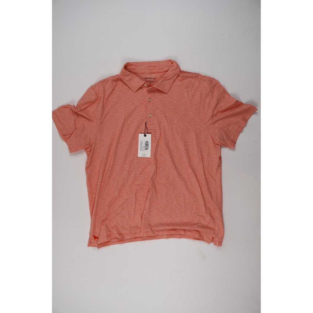 UNTUCKit Polo Belvoir Bright Orange Striped Large Cotton Modal NWT